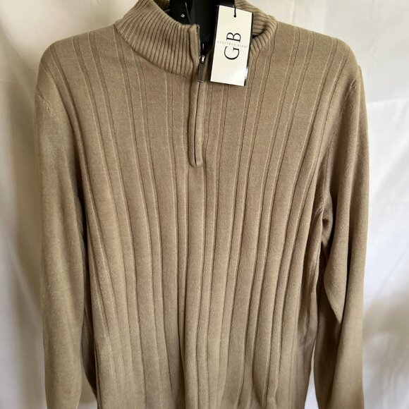 NWT Geoffrey Beene Men's Taupe Classic Half Zip Sweater - Picture 1 of 11